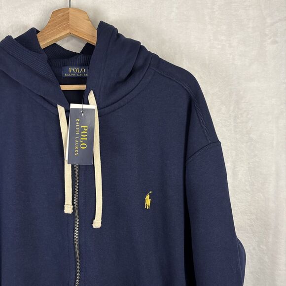 Polo Ralph Lauren Full Zip Hoodie Blue Long Sleeve Hooded Sweatshirt Sz XLT NWT - Picture 2 of 6